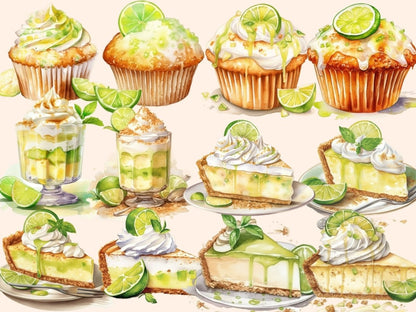 Key Lime Watercolor Clipart desserts clipart - Wonders Artist