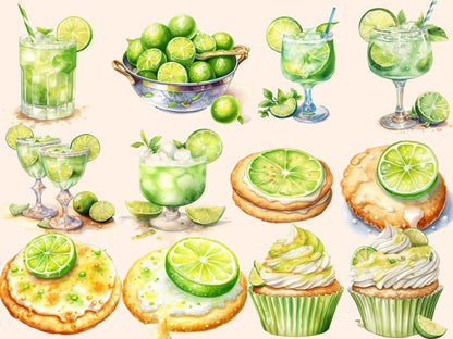Key Lime Watercolor Clipart desserts clipart - Wonders Artist