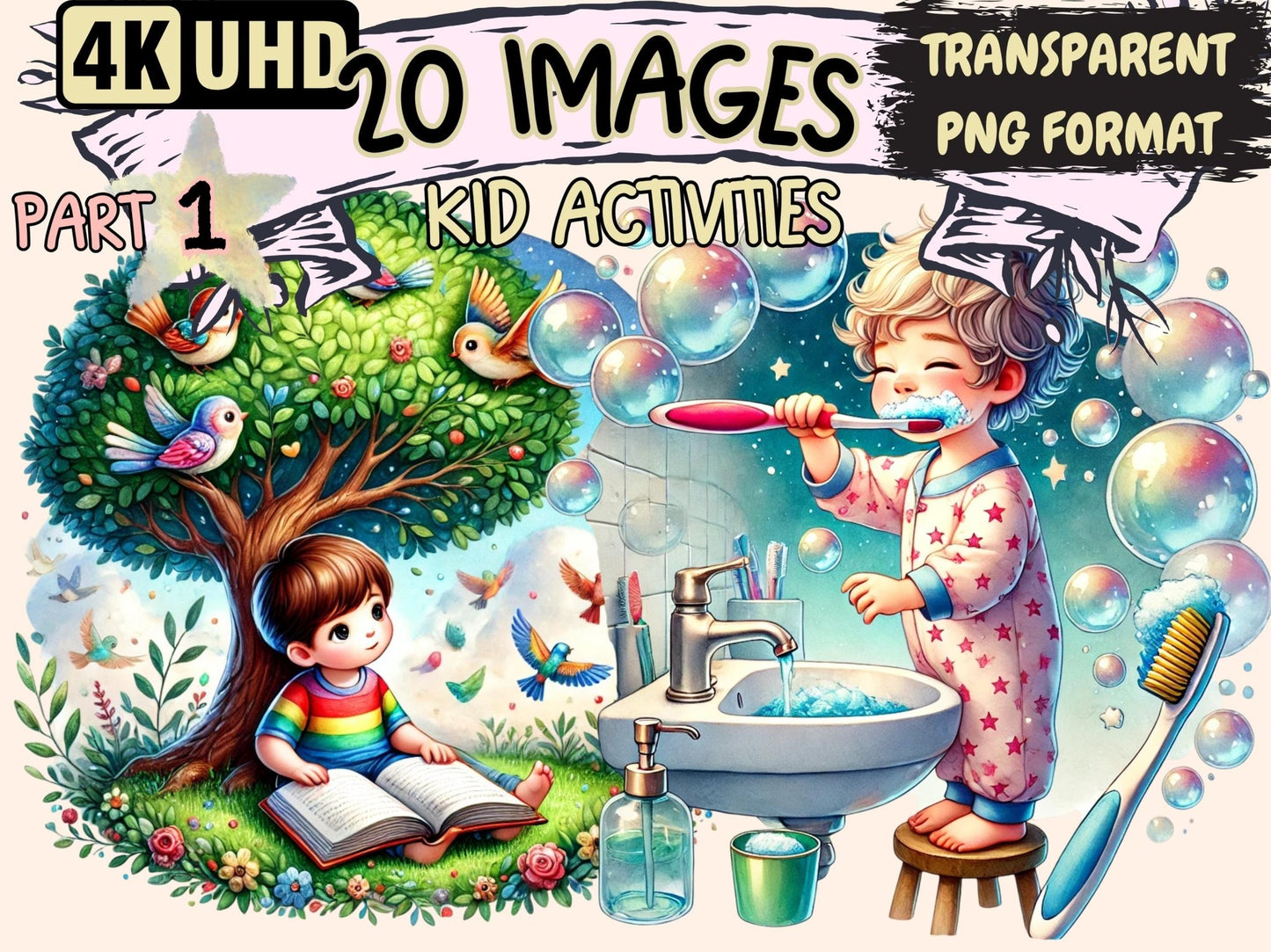 Kid Activities Clipart - High - Quality Instant Digital Download for Creative Projects