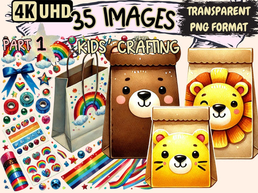 Kids' Crafting Clipart - High - Quality Instant Digital Download for Creative Projects