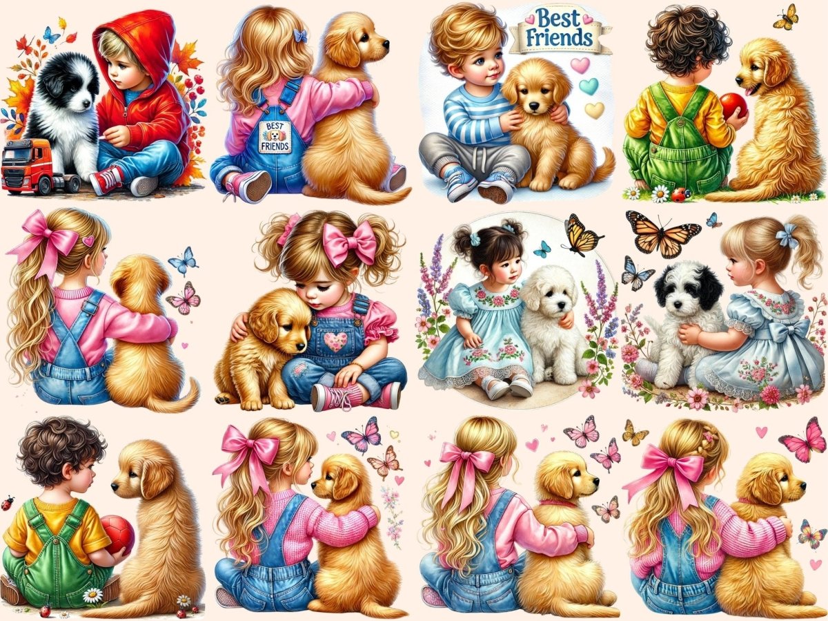 Kids & Dogs (P1) Clipart canine fun graphics - Wonders Artist