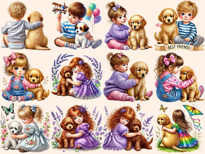 Kids & Dogs (P1) Clipart canine fun graphics - Wonders Artist