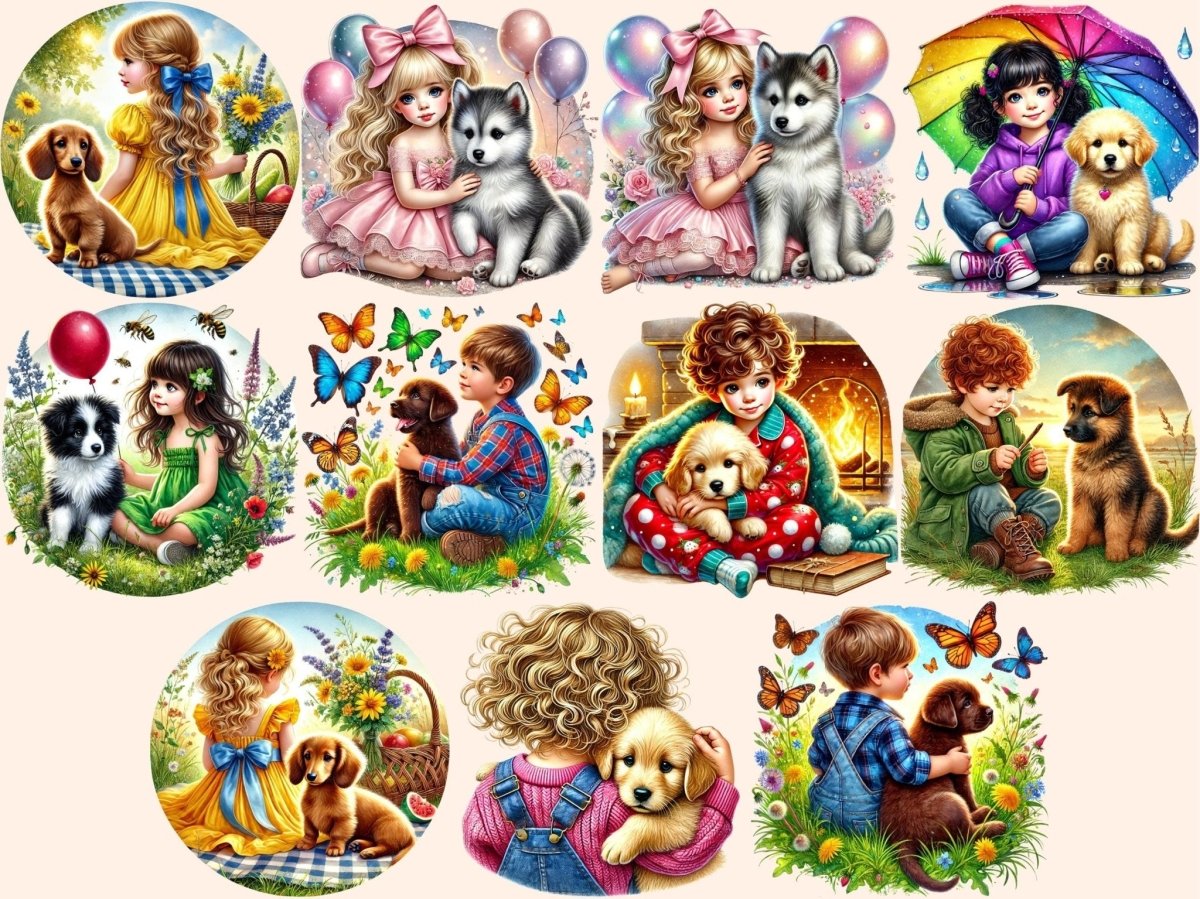 Kids & Dogs (P2) Clipart canine fun graphics - Wonders Artist
