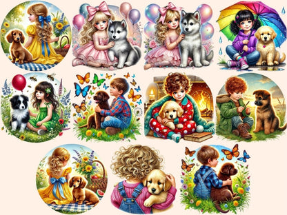 Kids & Dogs (P2) Clipart canine fun graphics - Wonders Artist