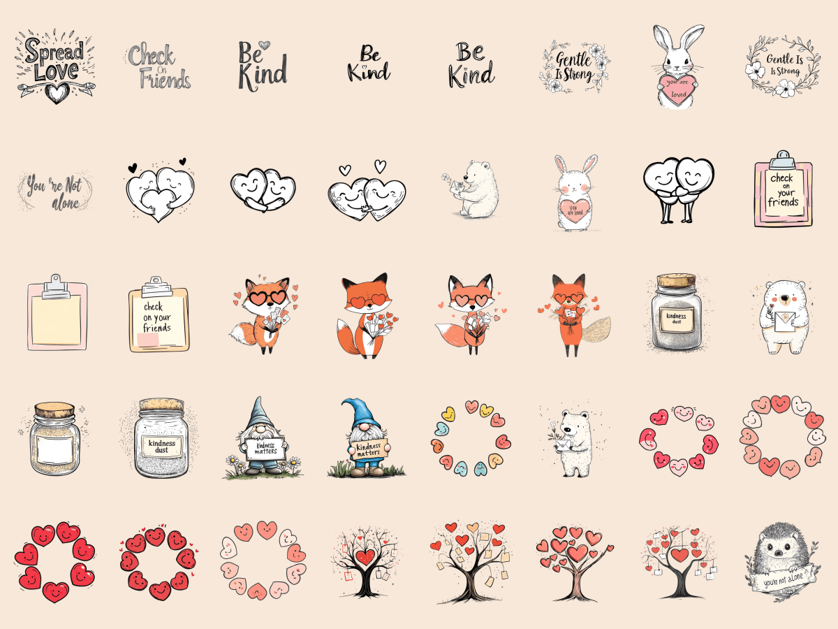 Kindness Club Cardmaking Clipart All Bundles Cardmaking Clipart - WondersArtist