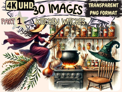 Kitchen Witches Clipart cooking magic art - Wonders Artist