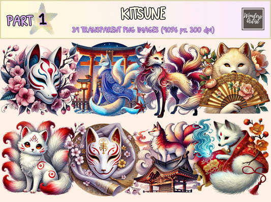 Kitsune Clipart - High - Quality Instant Digital Download for Creative Projects