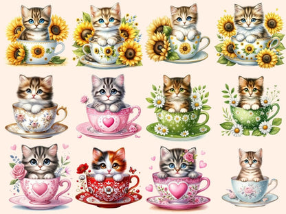 Kittens in Teacups Clipart cat clipart - Wonders Artist