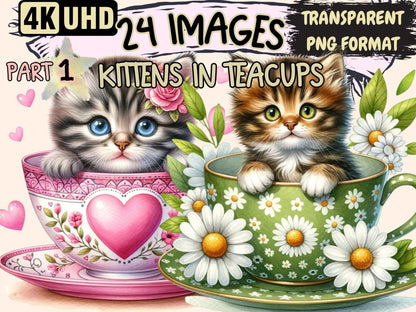 Kittens in Teacups Clipart cat clipart - Wonders Artist