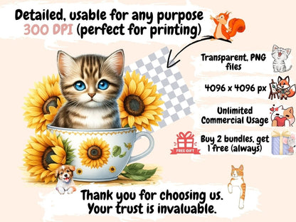 Kittens in Teacups Clipart cat clipart - Wonders Artist