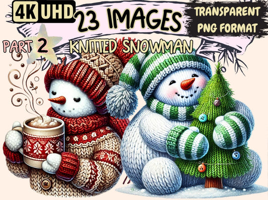 Knitted Snowman (P2) Clipart - High - Quality Instant Digital Download for Creative Projects