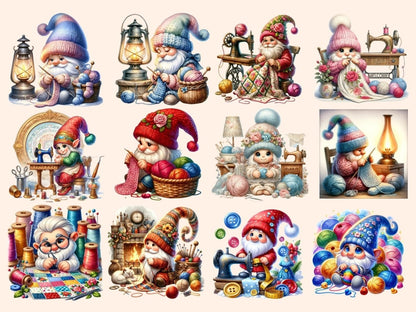 Knitting Gnomes Clipart cartoon gnomes - Wonders Artist