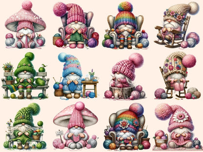 Knitting Gnomes (P2) Clipart Cute gnome art - Wonders Artist