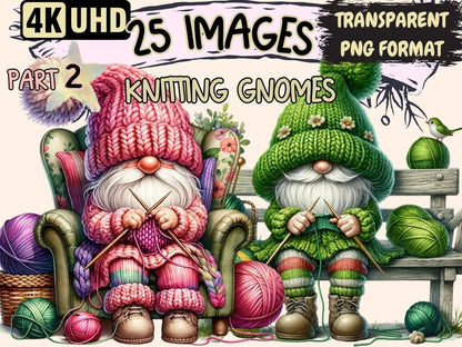 Knitting Gnomes (P2) Clipart Cute gnome art - Wonders Artist