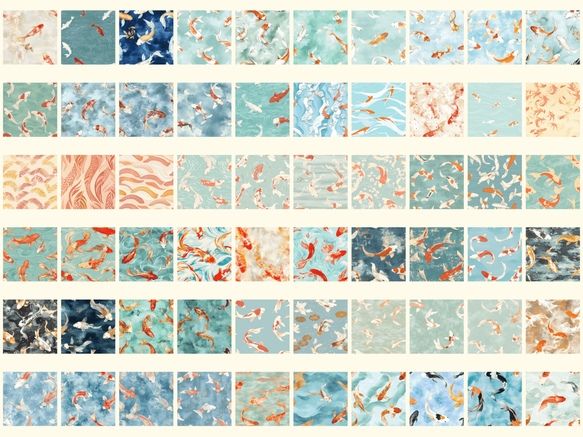 Koi Fish Digital Paper All Bundles Backgrounds Digital Paper - WondersArtist