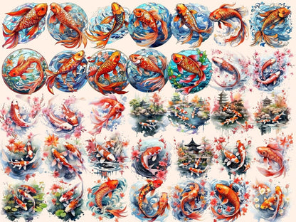 Koi Fish Watercolor Clipart coral clipart - Wonders Artist