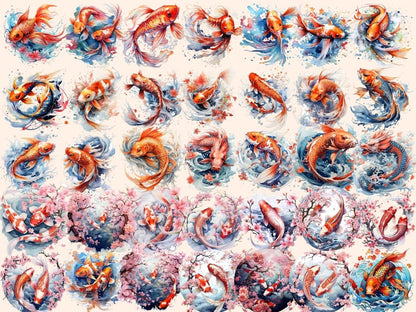 Koi Fish Watercolor Clipart coral clipart - Wonders Artist