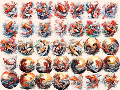 Koi Fish Watercolor Clipart coral clipart - Wonders Artist