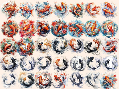 Koi Fish Watercolor Clipart coral clipart - Wonders Artist