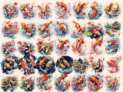 Koi Fish Watercolor Clipart coral clipart - Wonders Artist