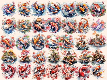 Koi Fish Watercolor Clipart coral clipart - Wonders Artist