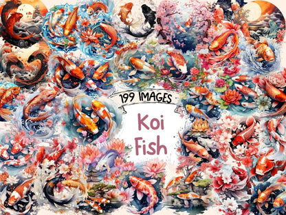 Koi Fish Watercolor Clipart coral clipart - Wonders Artist