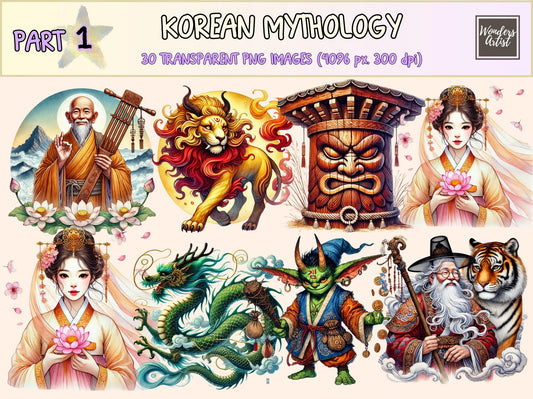 Korean Mythology Clipart - High - Quality Instant Digital Download for Creative Projects