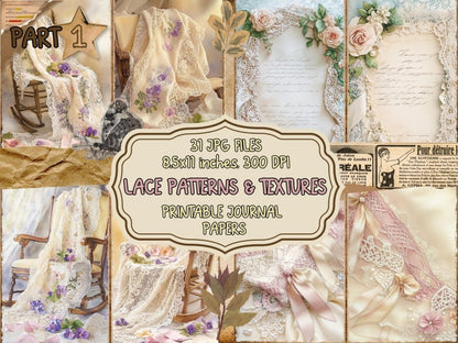 Lace Patterns & Textures Journal Pages (P1) Antique Lace Pages - Wonders Artist