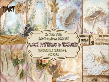 Lace Patterns & Textures Journal Pages (P2) Antique Lace Pages - Wonders Artist