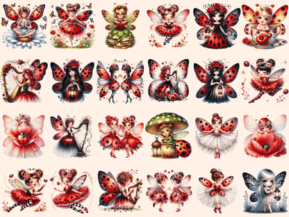 Ladybug Fairies Clipart autopost Cute fairy art Digital fairy art - WondersArtist