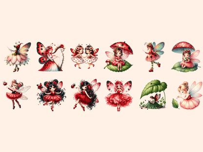 Ladybug Fairies Clipart autopost Cute fairy art Digital fairy art - WondersArtist