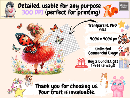 Ladybug Fairies Clipart autopost Cute fairy art Digital fairy art - WondersArtist