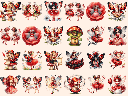 Ladybug Fairies Clipart autopost Cute fairy art Digital fairy art - WondersArtist