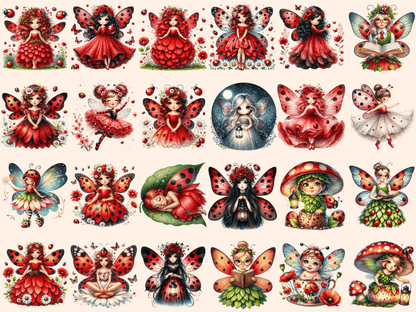 Ladybug Fairies Clipart autopost Cute fairy art Digital fairy art - WondersArtist