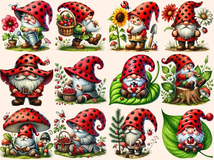 Ladybug Gnomes (P1) Clipart bug theme clipart - Wonders Artist