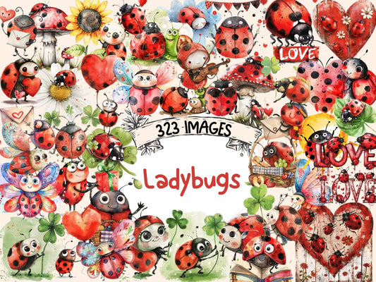 Ladybugs Watercolor Clipart - High - Quality Instant Digital Download for Creative Projects