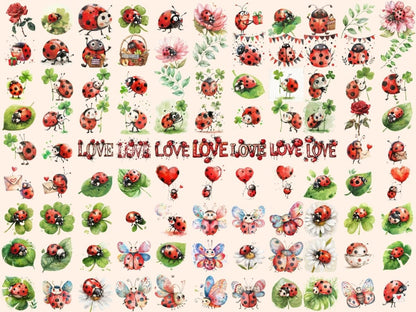 Ladybugs Watercolor Clipart Cartoon Ladybugs - Wonders Artist