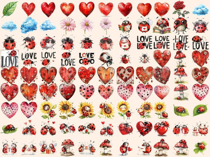 Ladybugs Watercolor Clipart Cartoon Ladybugs - Wonders Artist