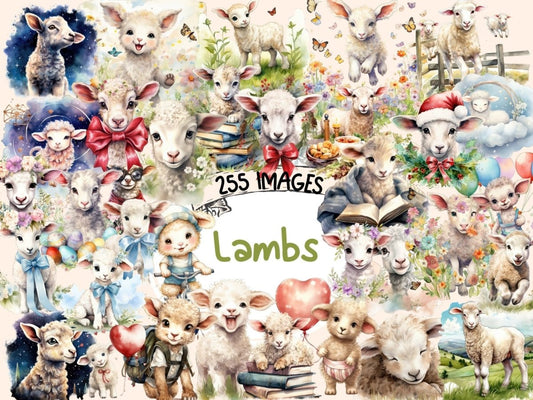 Lambs Watercolor Clipart adorable little lamb - Wonders Artist