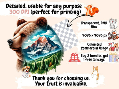 Landscape Bears (P2) Clipart Bear design - Wonders Artist