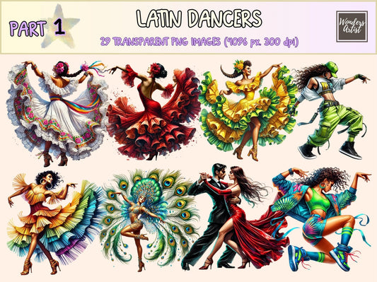 Latin Dancers Clipart - High - Quality Instant Digital Download for Creative Projects