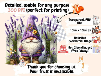Lavender Gnomes Clipart cute flowers clipart - Wonders Artist