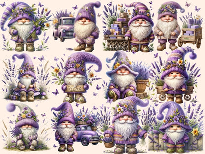 Lavender Gnomes Clipart cute flowers clipart - Wonders Artist