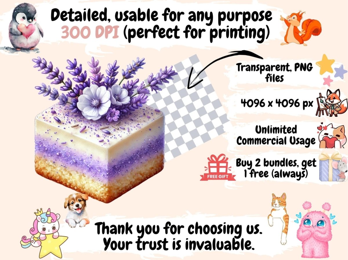 Lavender Sweets (P2) Clipart botanical sweets - Wonders Artist