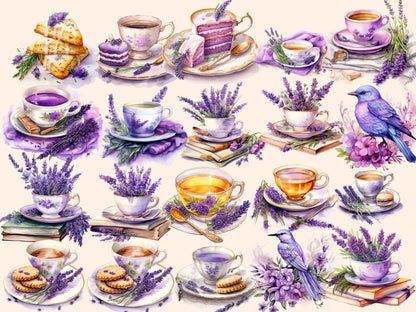 Lavender Tea Watercolor Clipart fantasy tea clipart - Wonders Artist