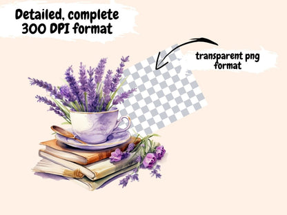 Lavender Tea Watercolor Clipart fantasy tea clipart - Wonders Artist