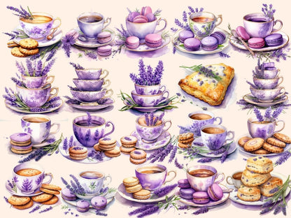 Lavender Tea Watercolor Clipart fantasy tea clipart - Wonders Artist