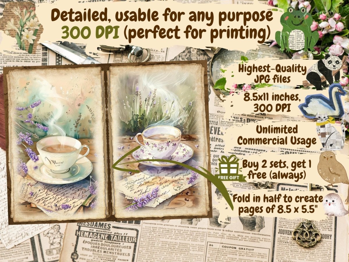 Lavender Whispers Journal Pages Botanical Collage - Wonders Artist