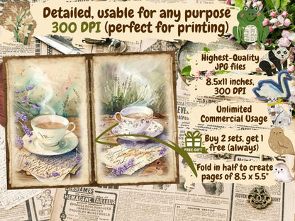 Lavender Whispers Journal Pages Botanical Collage - Wonders Artist