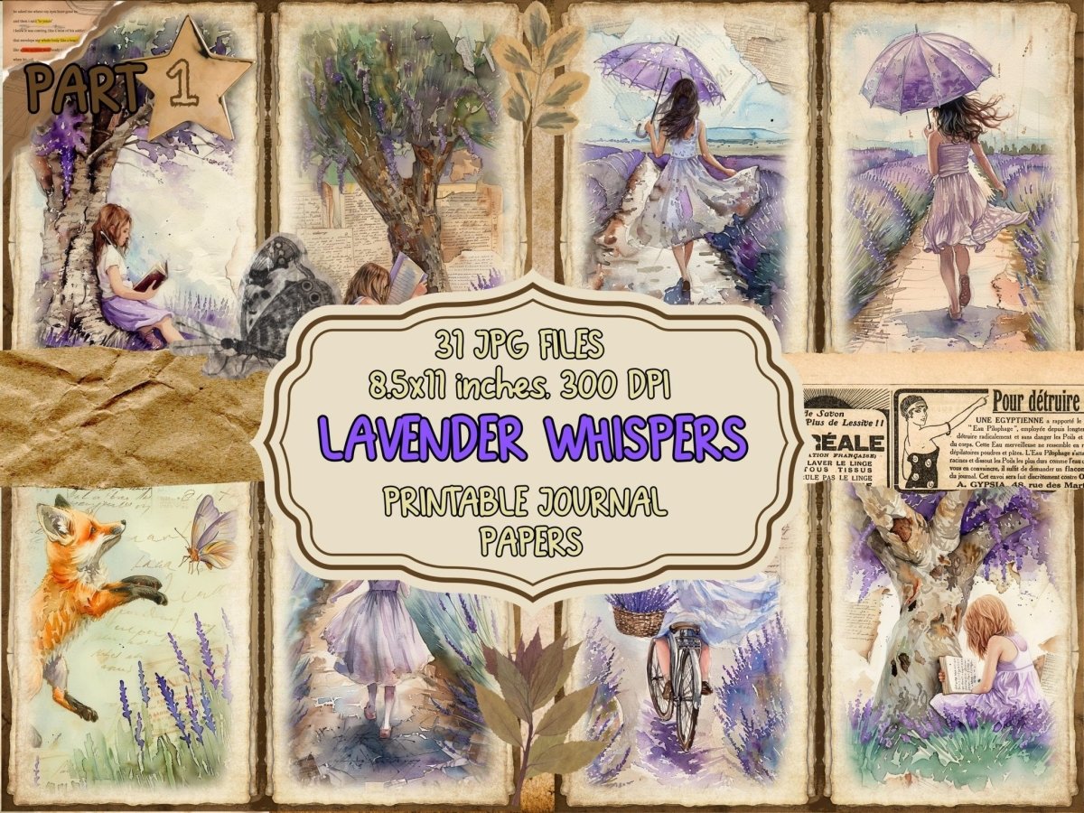 Lavender Whispers Journal Pages Botanical Collage - Wonders Artist